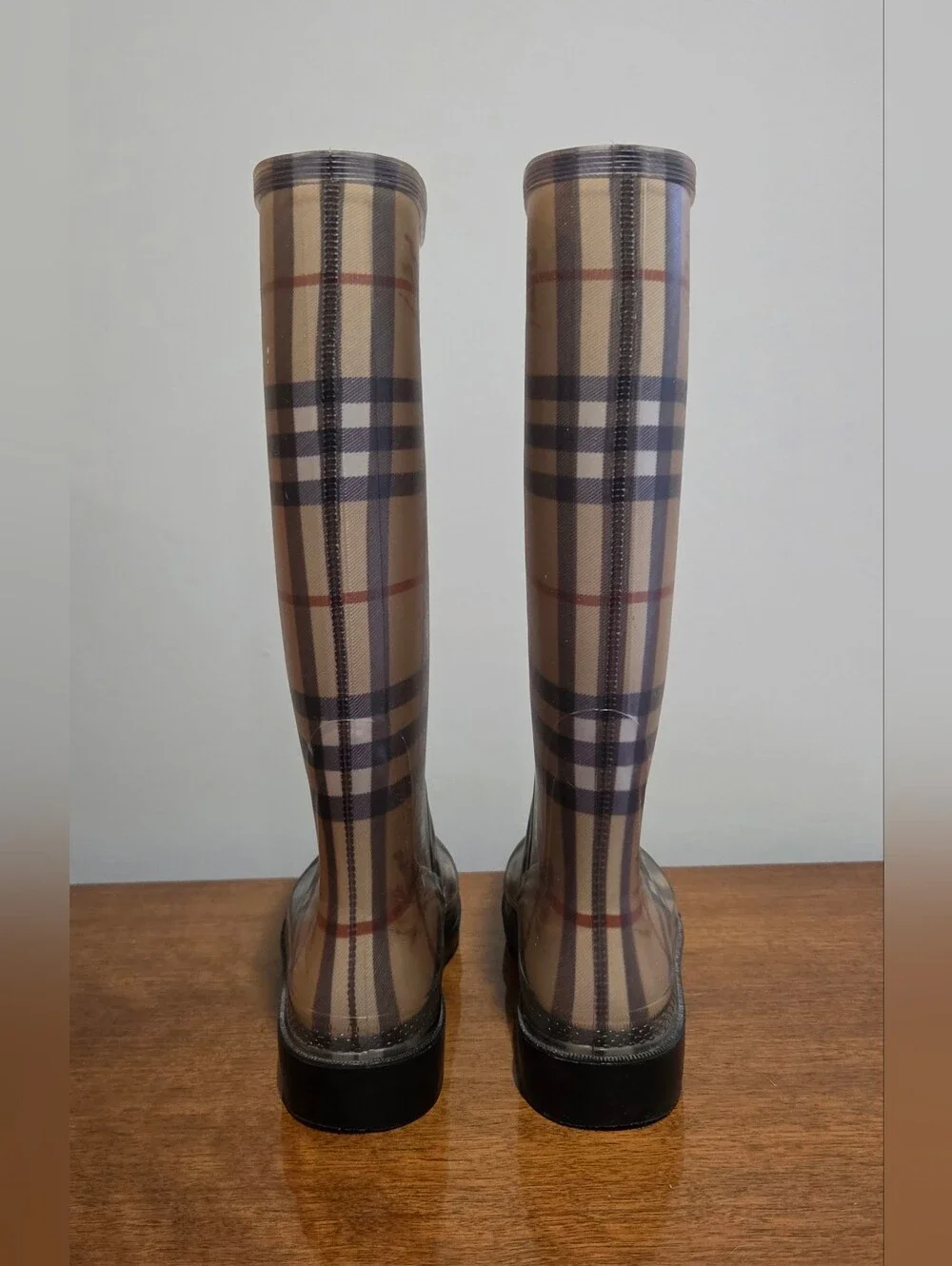 Burberry Haymarket Check Rubber Mid Calf Rain BootsSize US 6.5 EU 37 UK 4